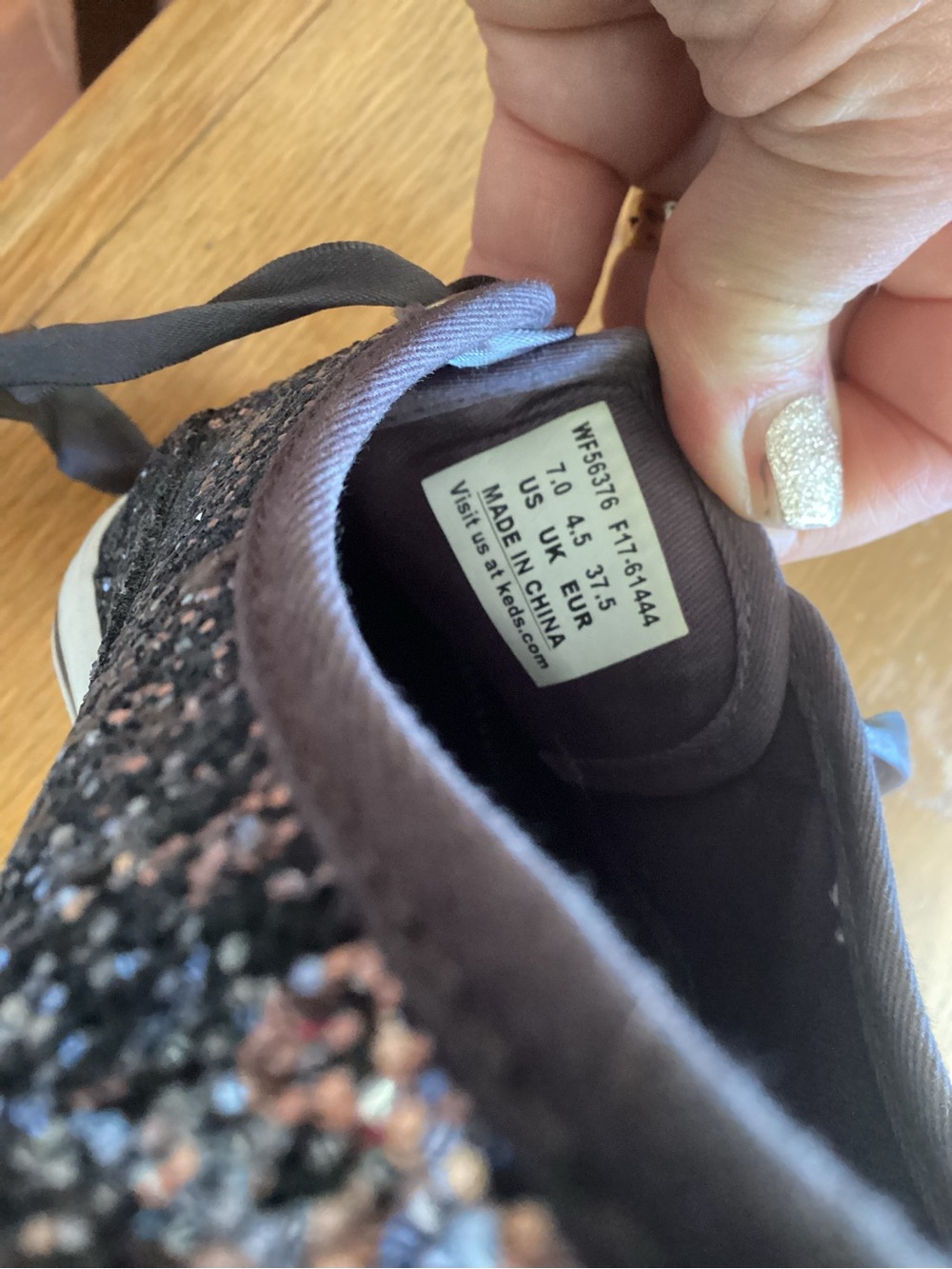 Keds by Kate Spade Navy Glitter Ribbon Lace Sneakers - Picture 3 of 9